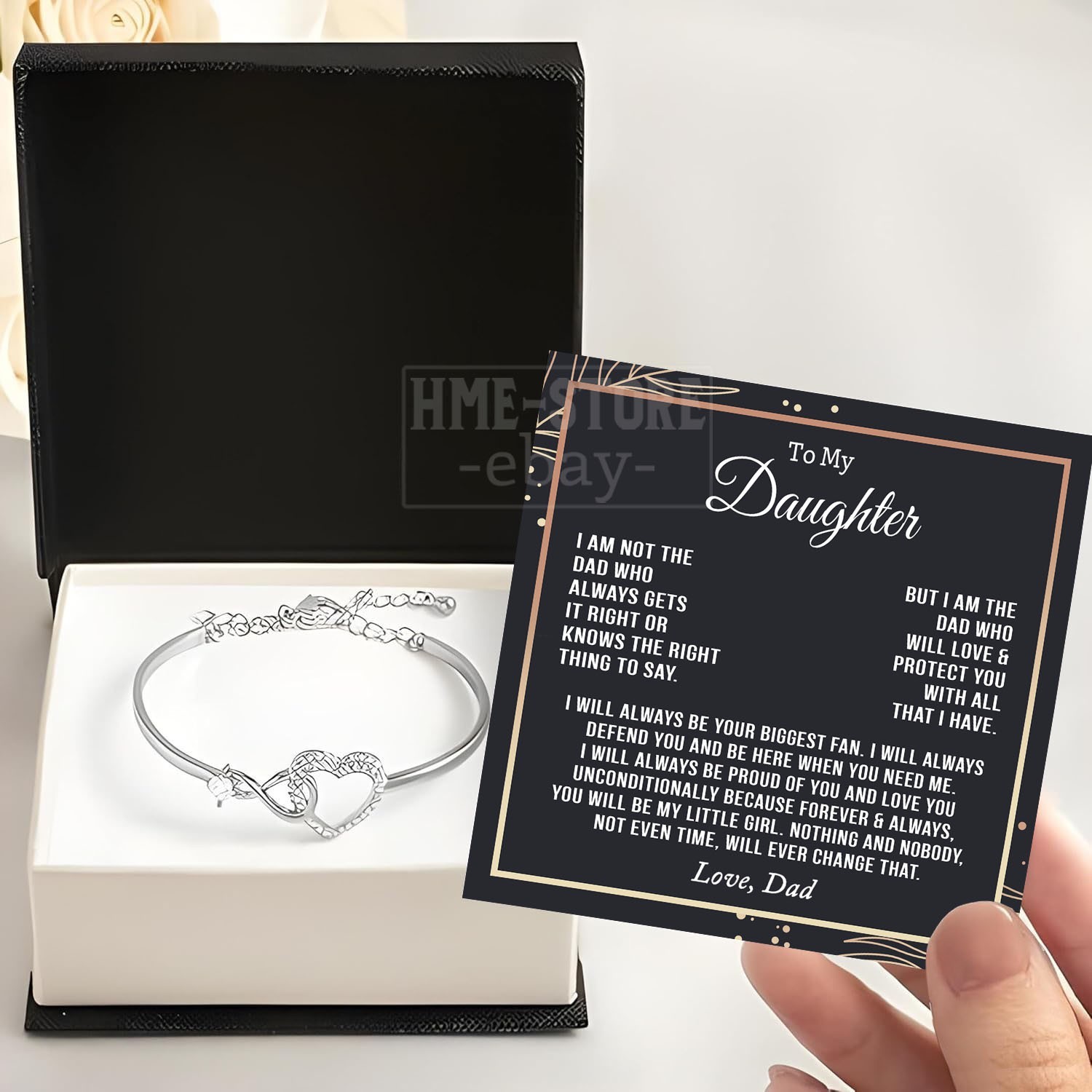 Father To Daughter Heart Bracelet Bangle Dad Loves Protect My Girl Birthday Gift