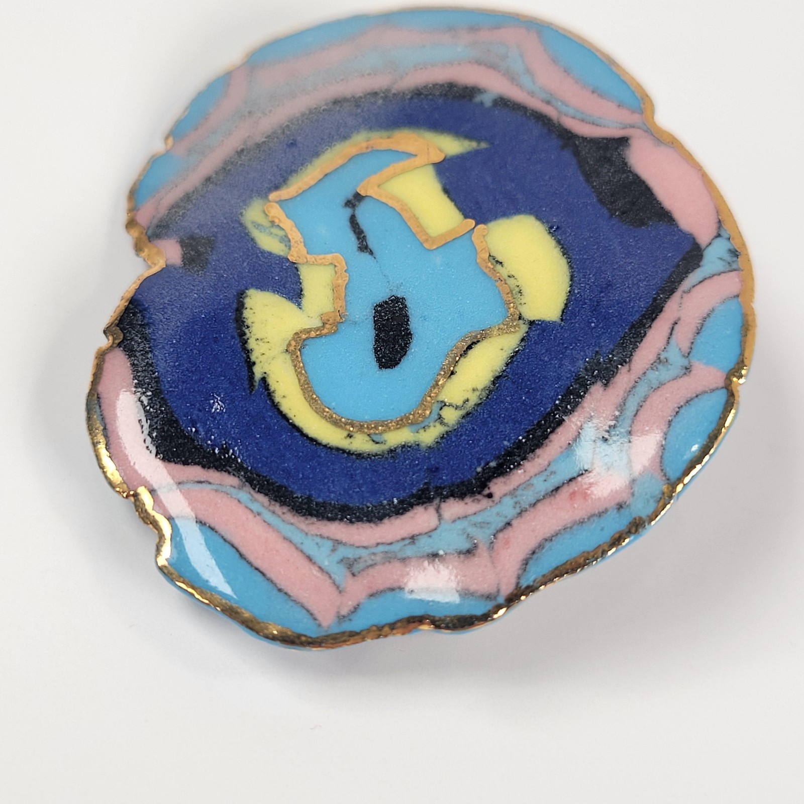 Abstract Swirl Brooch Earrings Set Polymer Clay Multicolor Art Jewelry Hippie