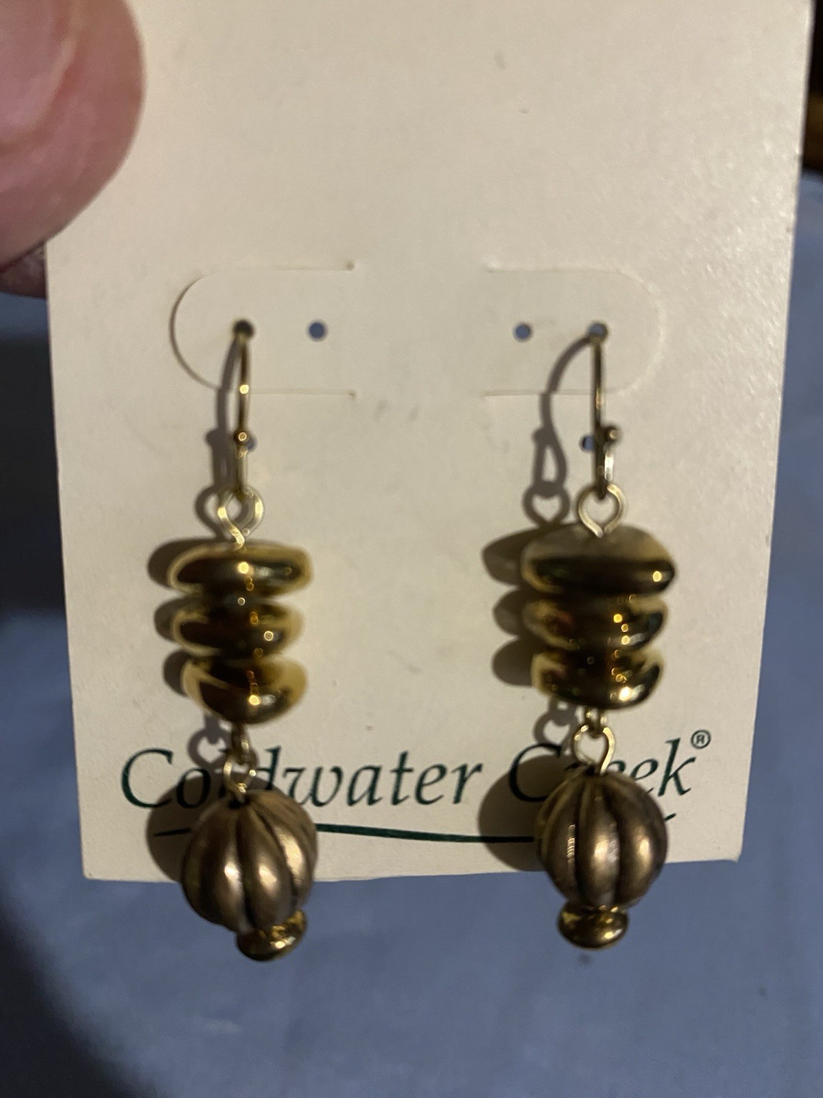 Coldwater Creek Gold Tone Dangle Drop Hook Pierced Earrings Everyday Wear NEW