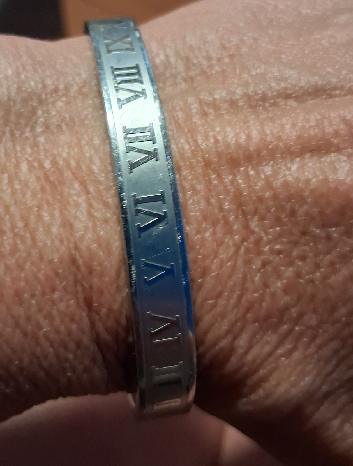 Stainless Steel Roman Numeral Hinged Bracelet For Men Women