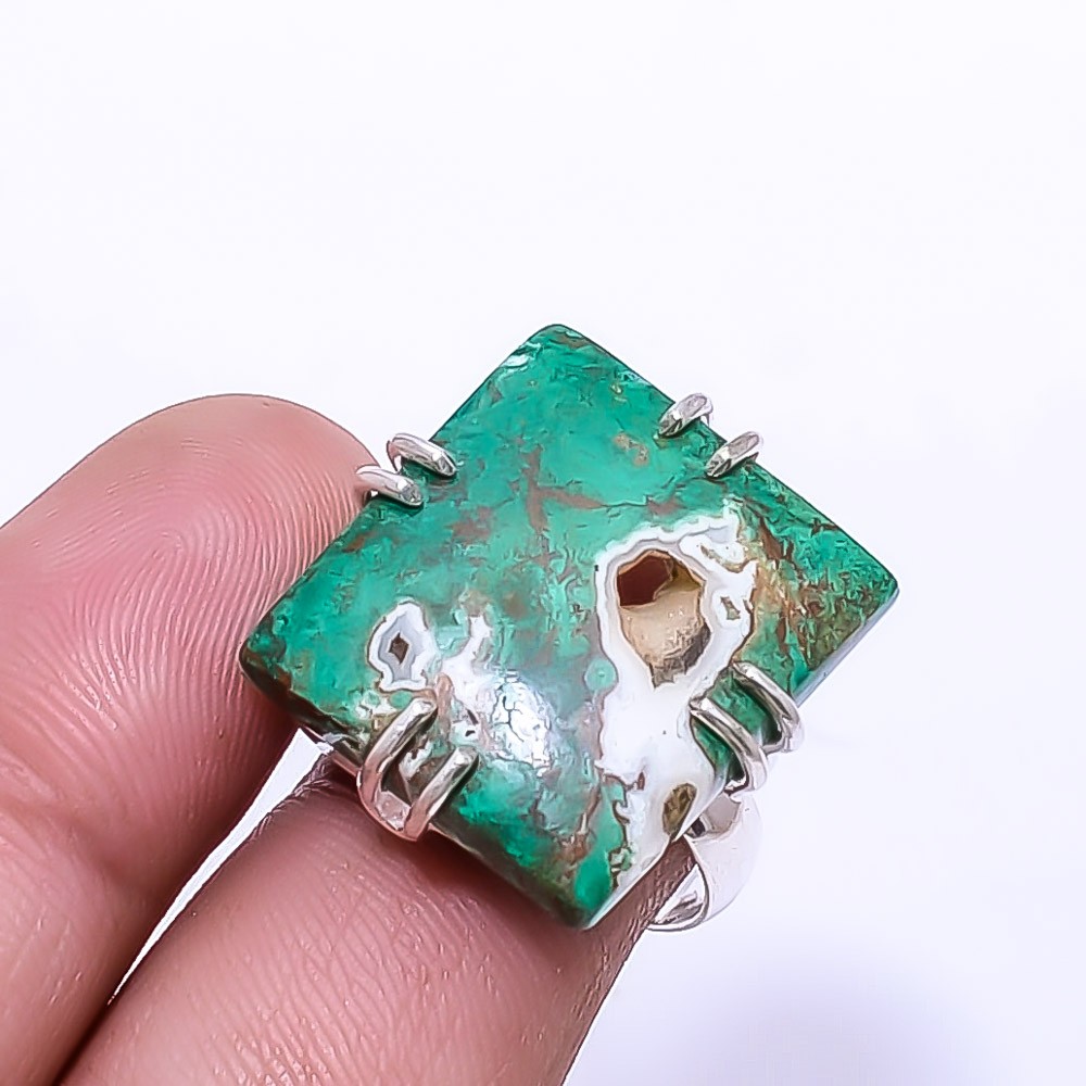 Cuprite Chrysocolla -Africa 925 Sterling Silver Ring s.7 R22, Christmas Gift