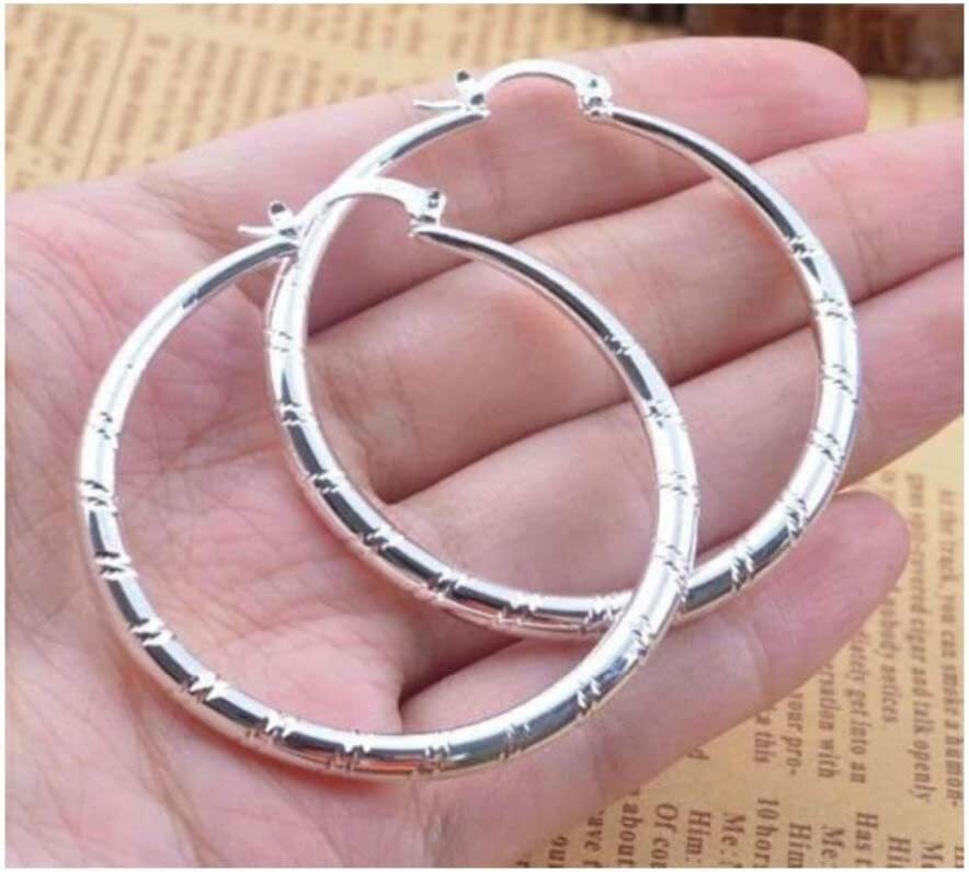 Women Fashion 925 Sterling Solid Silver Ear Earrings Wedding Jewelry (1.58 inch)