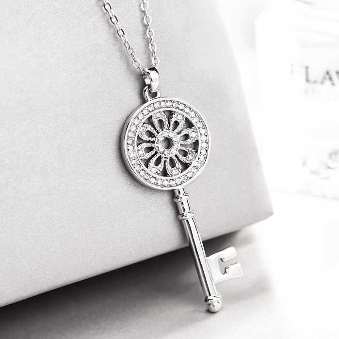 Silver Plated Long Sweater Chain with Pendant 1.85 CT Simulated Necklace for Her