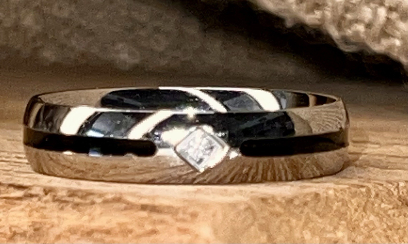 Stainless Steel Rings. Set Of 2. One With Cubic Zirconia Size10 The Other Size11