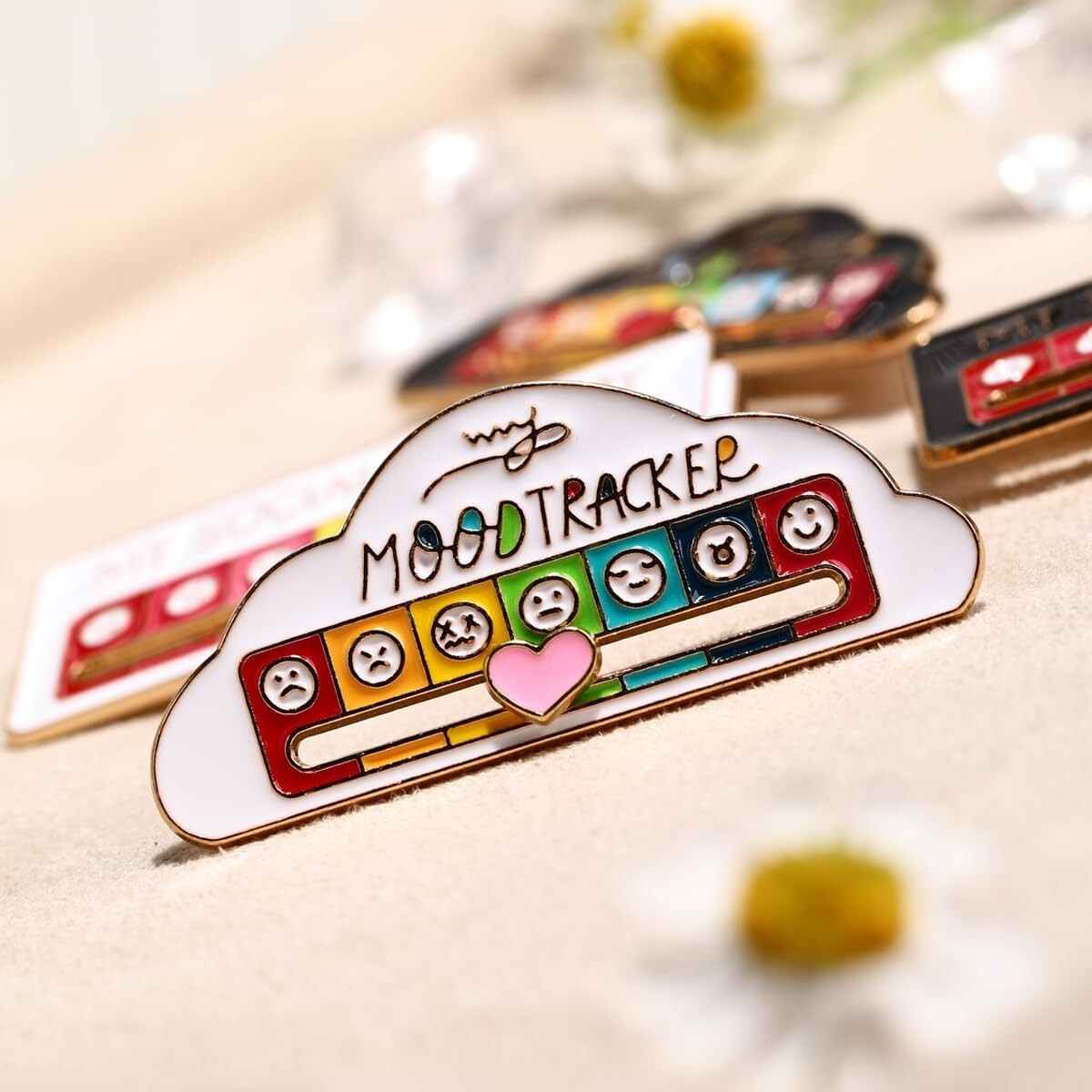 4Pcs My Social Battery Mood Brooch Pin Enamel Lapel Pins for Backpack Collar Hat