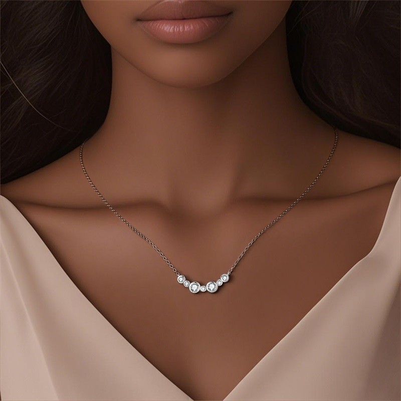 KUNSIR Sterling Silver Starry Bubble Necklace For Women Chokcer 17in Chain Gifts