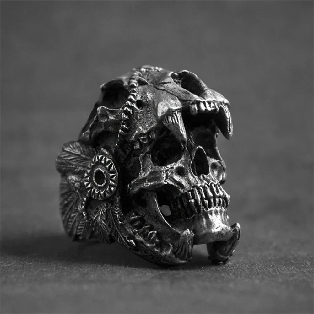 Retro Skull Ring Punk Hip Hop Men’s Fashion Street Party Jewelry Gift Ring