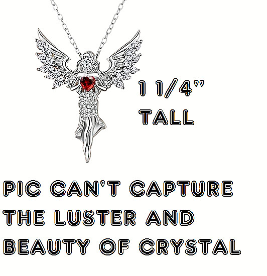 CZ ANGEL WING LOVE BLESS SAVE HEART Charm On 22″ 925 Sterling Silver Chain Women
