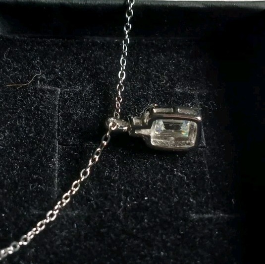 Solid Silver Stamped 925 necklace 18″ 1.0ct. Certified, GRA Certificate Incl.