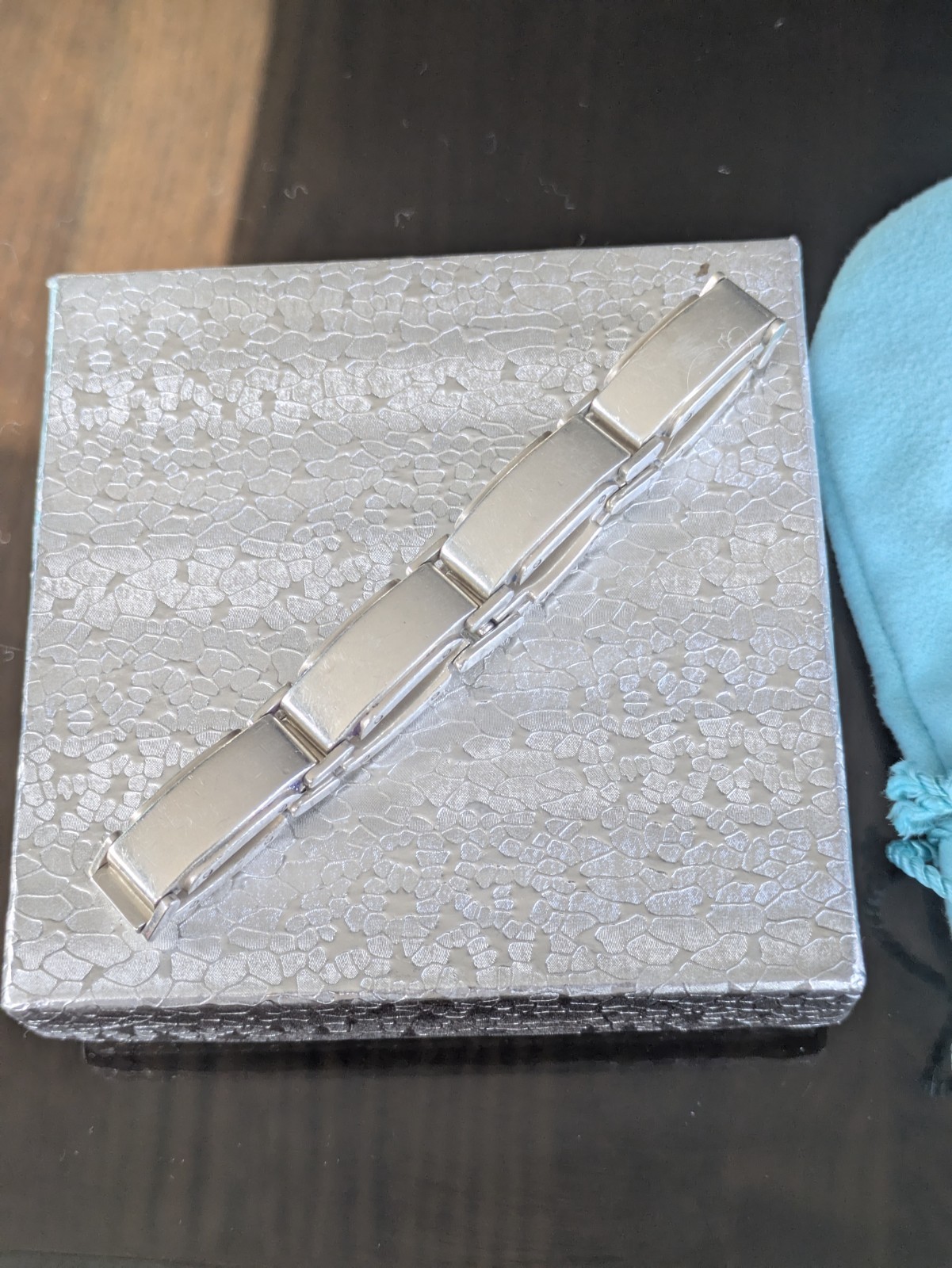 Tiffany & Co. 925 Sterling Silver Bar Link Chain Metropolis Bracelet Signed