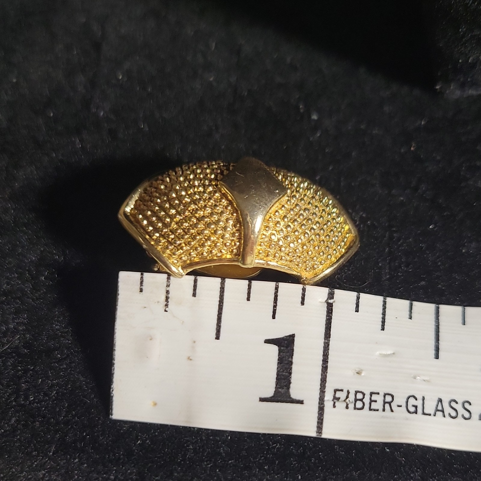 Erwin Pearl Signed Gold Tone Textured Shield Clip-On Earrings