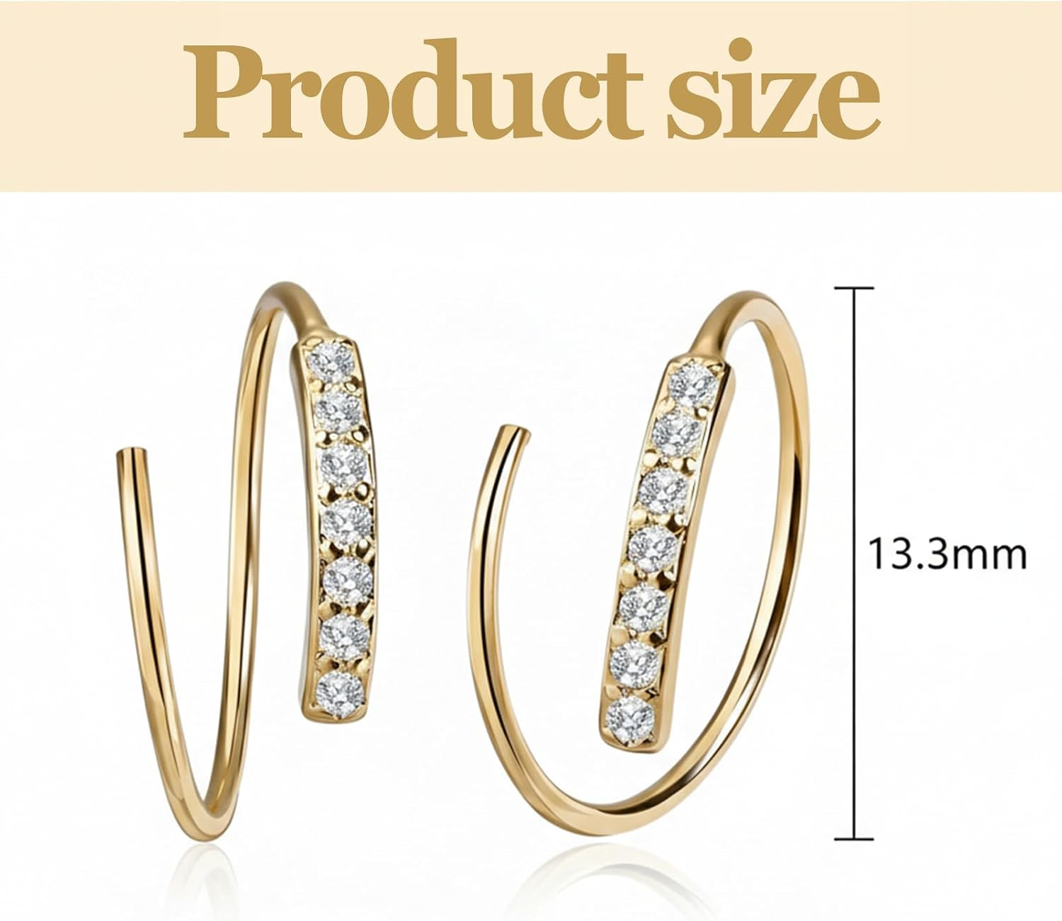 1 Pair Gold Earrings for Women, Plated Gold Double Hoops Earrings, Small Spiral