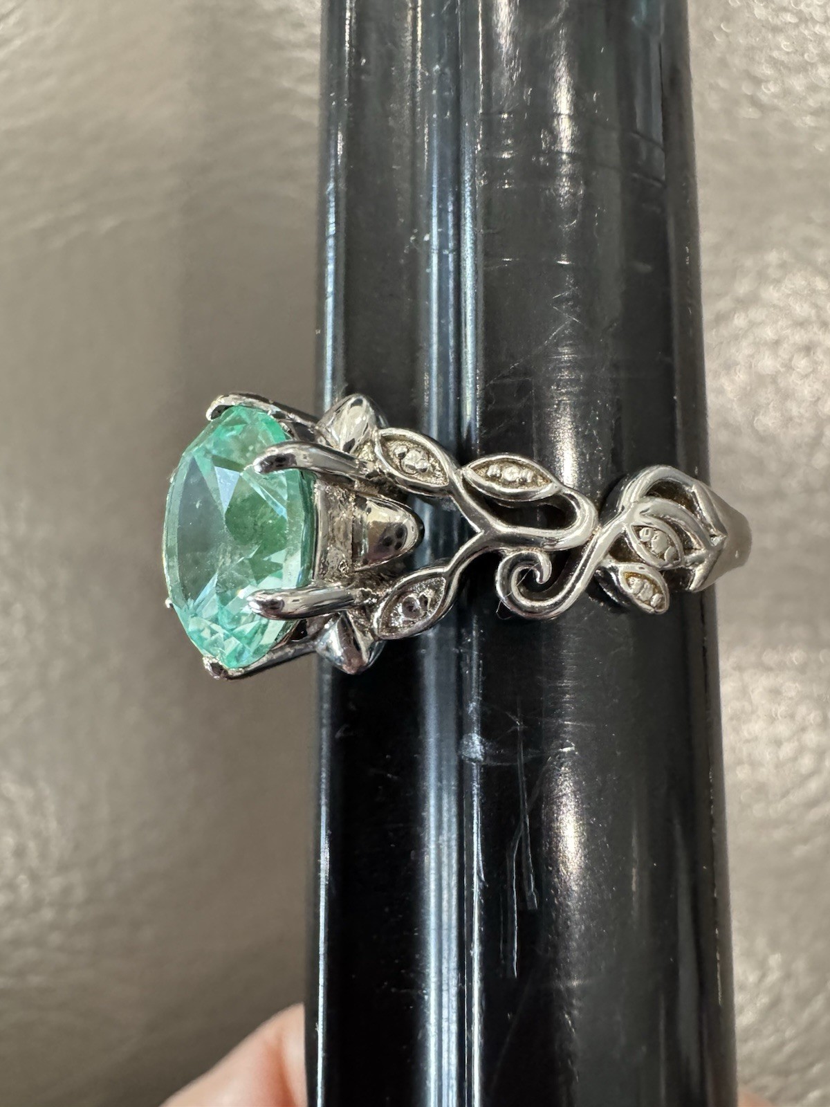 BLUE SPINEL-statement 10mm Round Stone Sz 9 Ring Sterling Silver