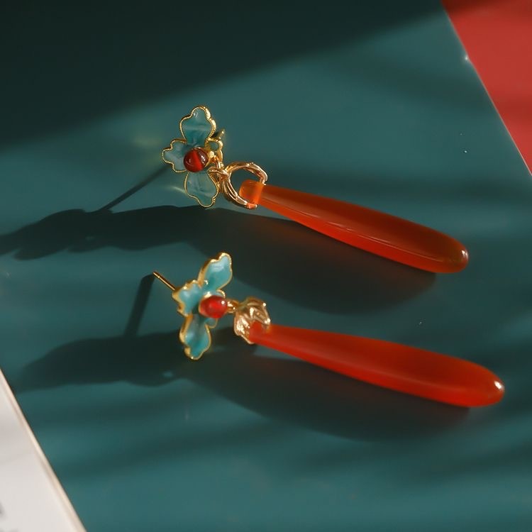 Chinese Style Long Teardrop Earrings New Chinese Hanfu Qipao Stud