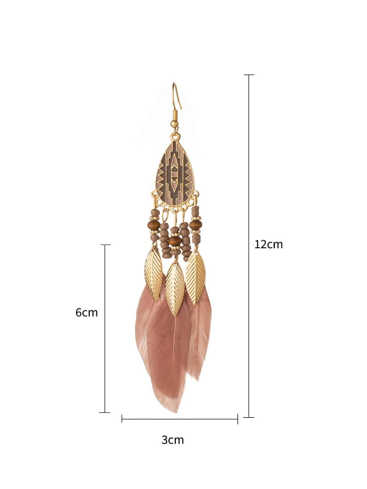 Handmade Bohemian Charm Colorful Feather Retro Design Beaded Long Earrings Women