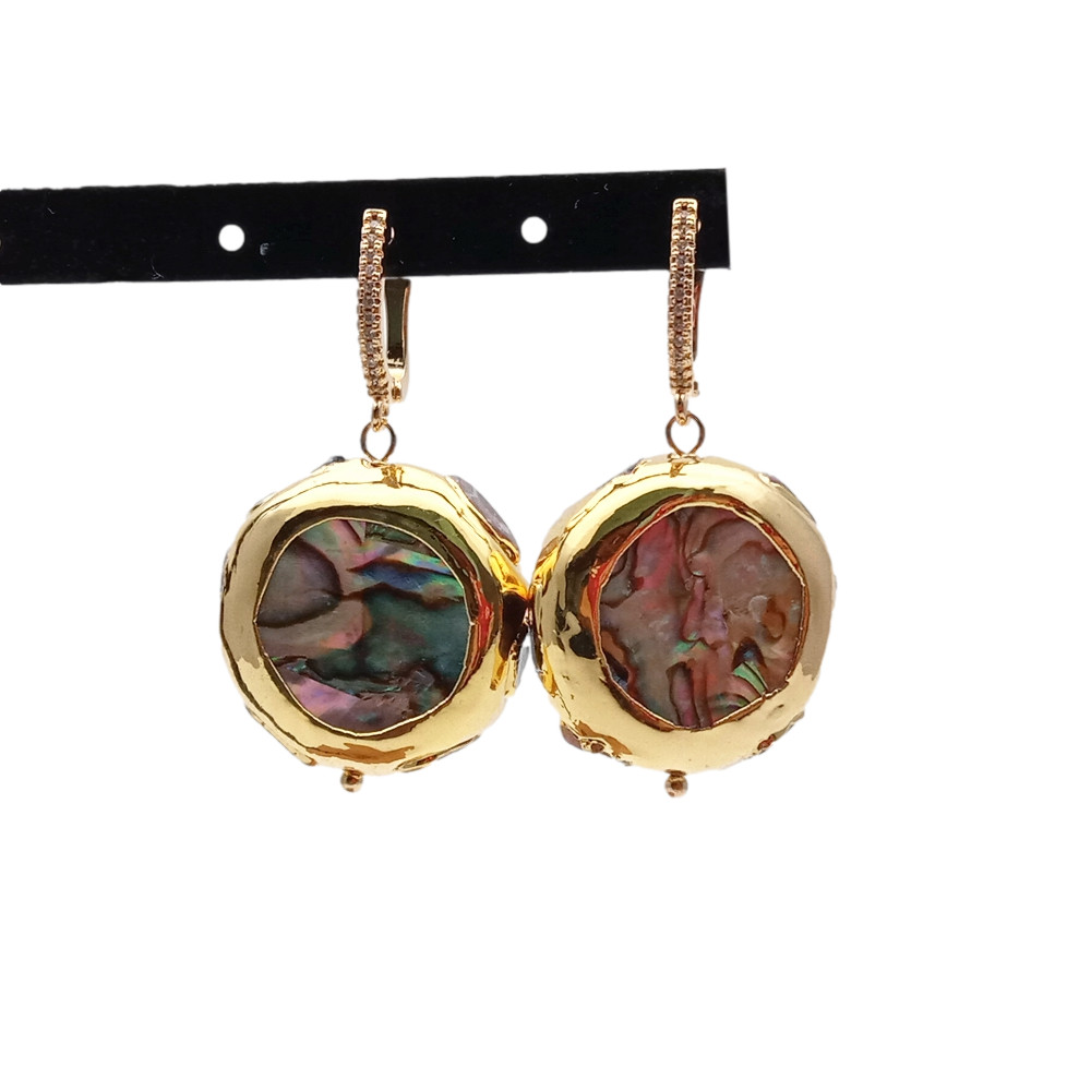 Abalone Tourmaline Rough Earrings Abalone Shell Earrings Fashion Jewelry Gift