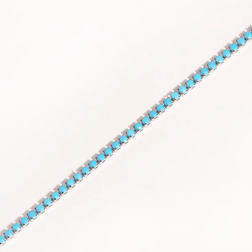 Gold Color Tennis Chain Necklace 2mm Simulated Zirconia 16in Women Jewelry