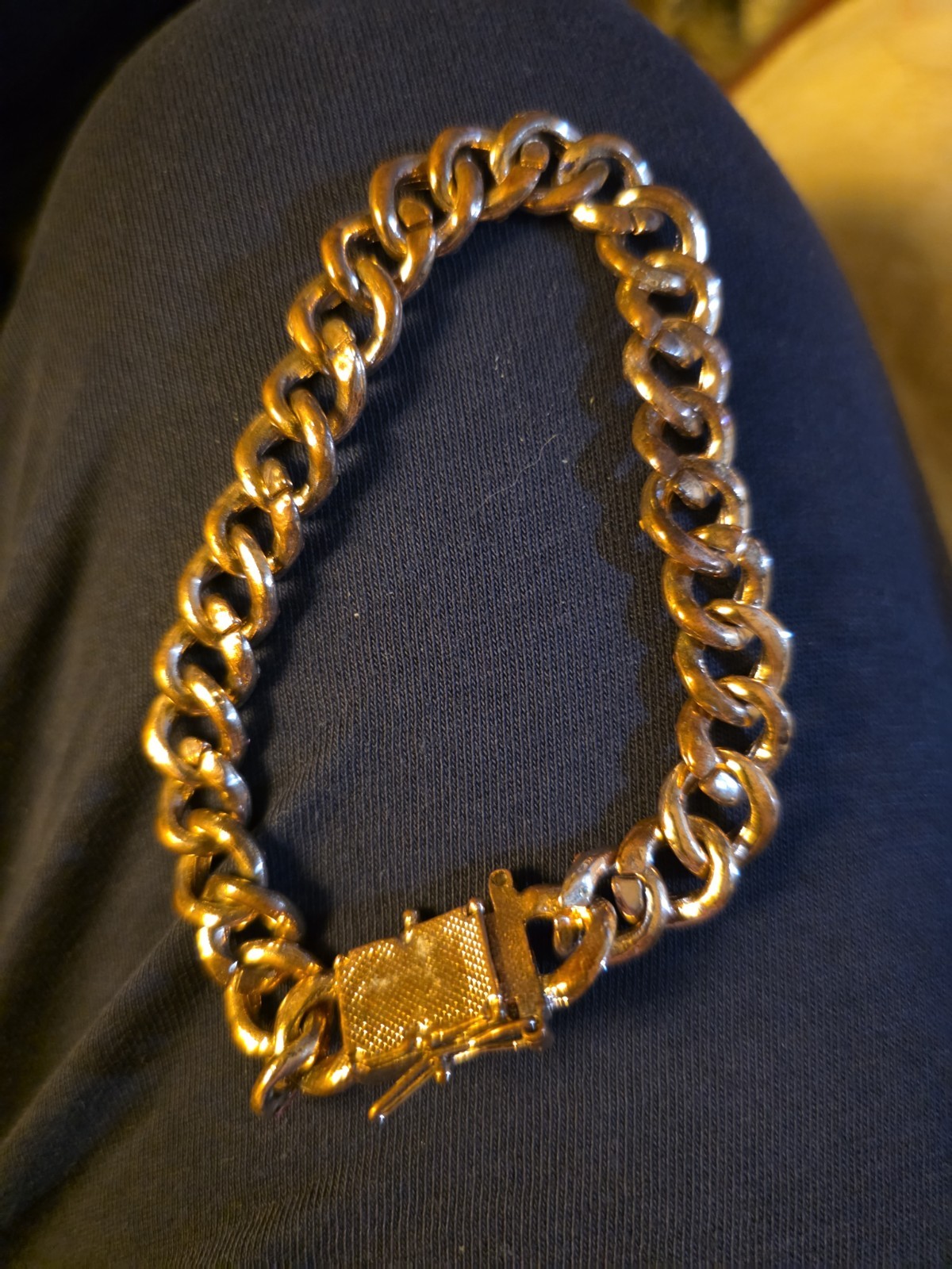 Chunky Cuban Rose Gold Bracelet With Double Lock