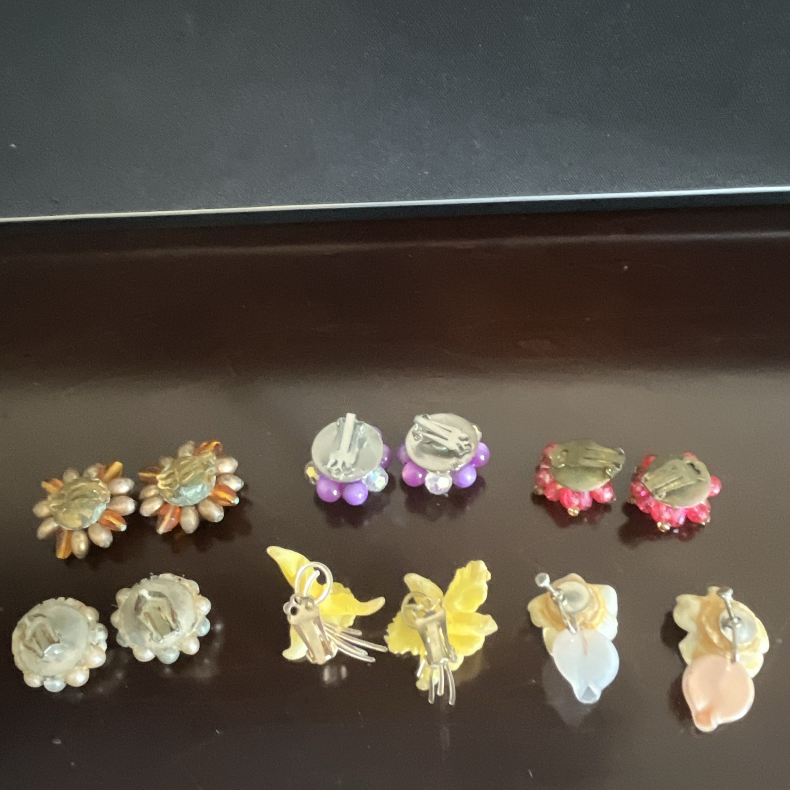 Mixed Lot of 5 Vintage Clip-On Stud Earrings Multicolor (lot #5)