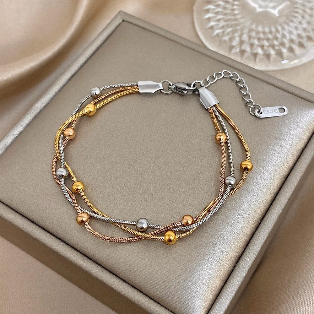 Women’s Gold Silver Color Stainless Steel Multilayer Wrap Bracelet Jewelry