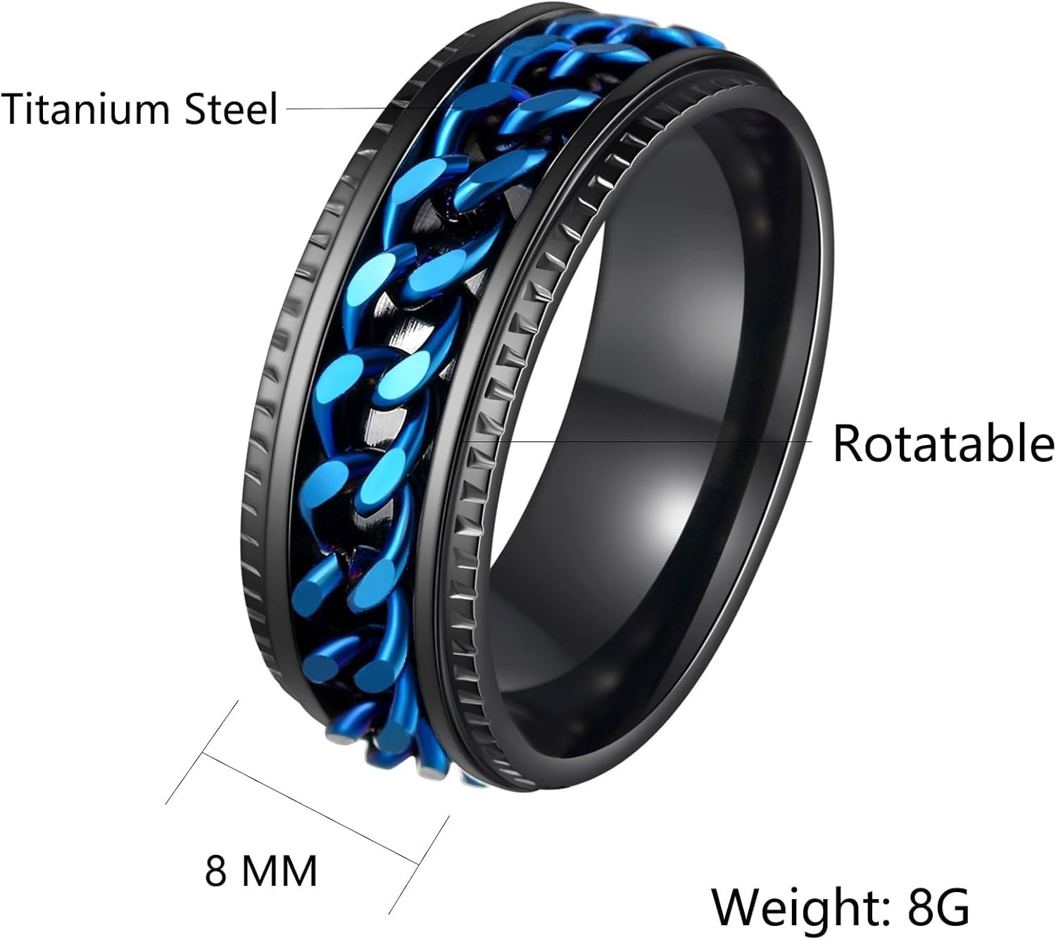 Mens Fidget Rings Anxiety Rings for Men Womens Chain Spinner Rings for Adults…