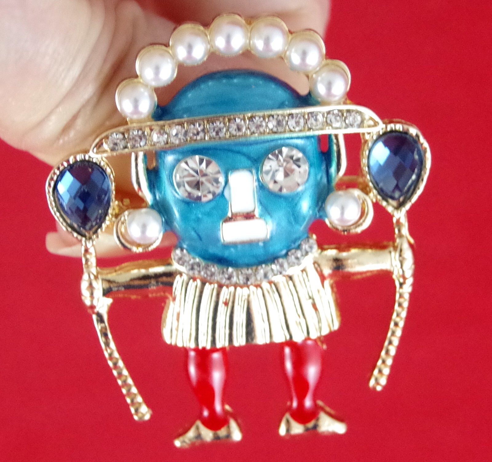 2″ NWOT UNSIGNED KENNETH JAY LANE INSPIRED WITCH DOCTOR WARRIOR BROOCH PIN