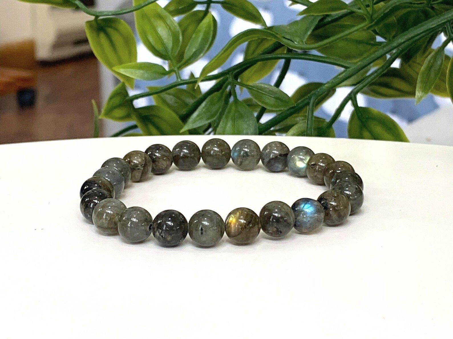 8mm Labradorite Stretch Bracelet Healing Energy Grounding Men Women Crystal Gift