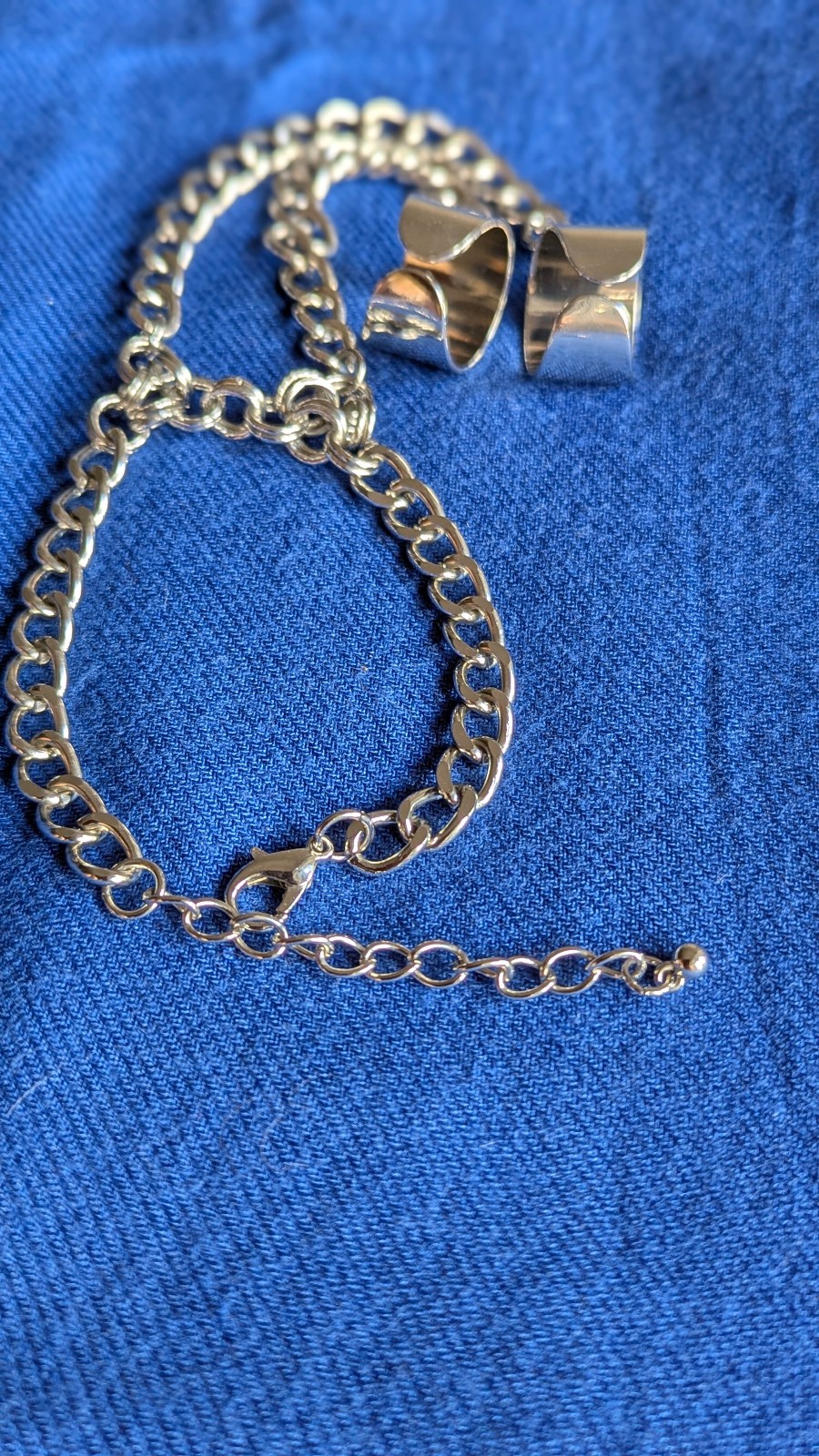 Silver Tone Hand Chain Bracelet Double Ring Slave Bracelet Adjustable Gothic