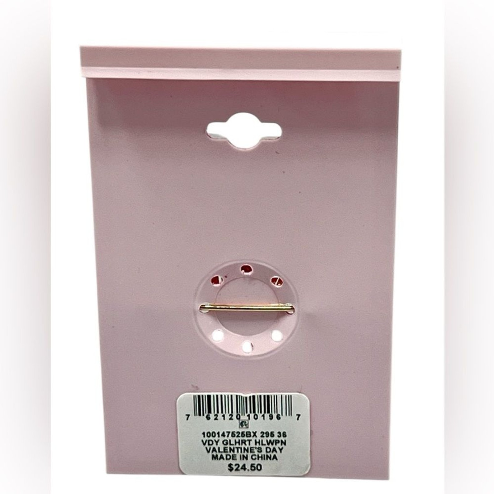Gold and Pink Heart Brooch with Bow