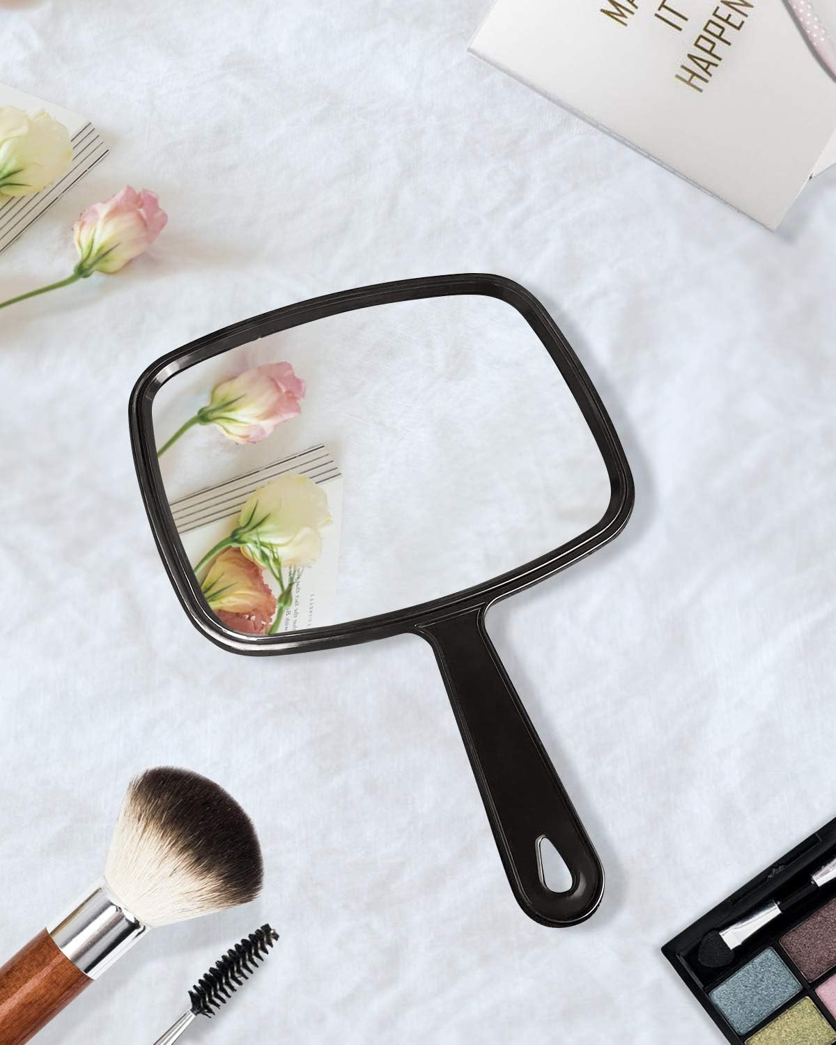 Hand Mirror,9.3″ L X 6.7″ W Salon Barber Hairdressing Handheld Mirror with Handl