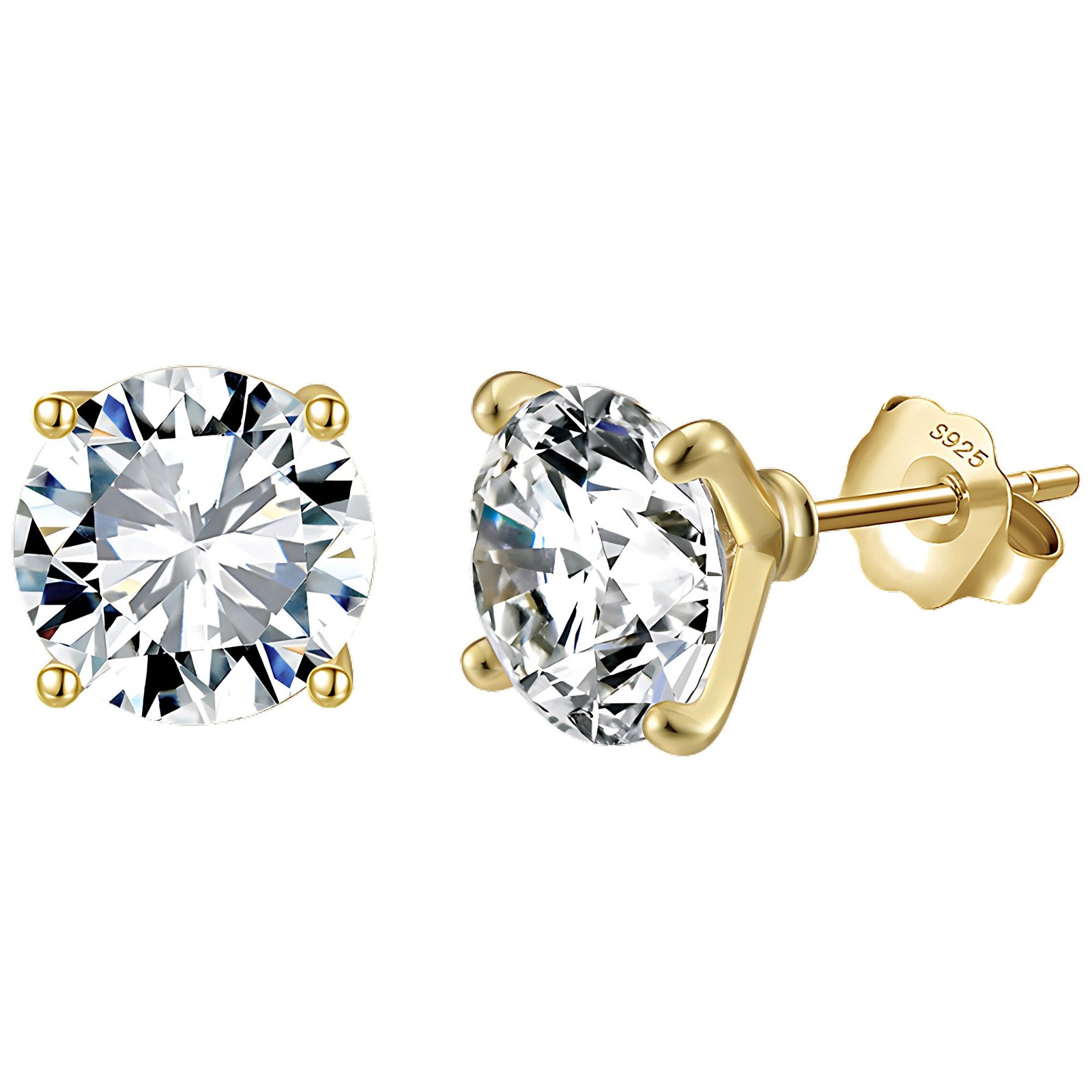 Solitaire Stud Earrings for Women 8 Ctw Sterling Silver Studs for her Ginger …