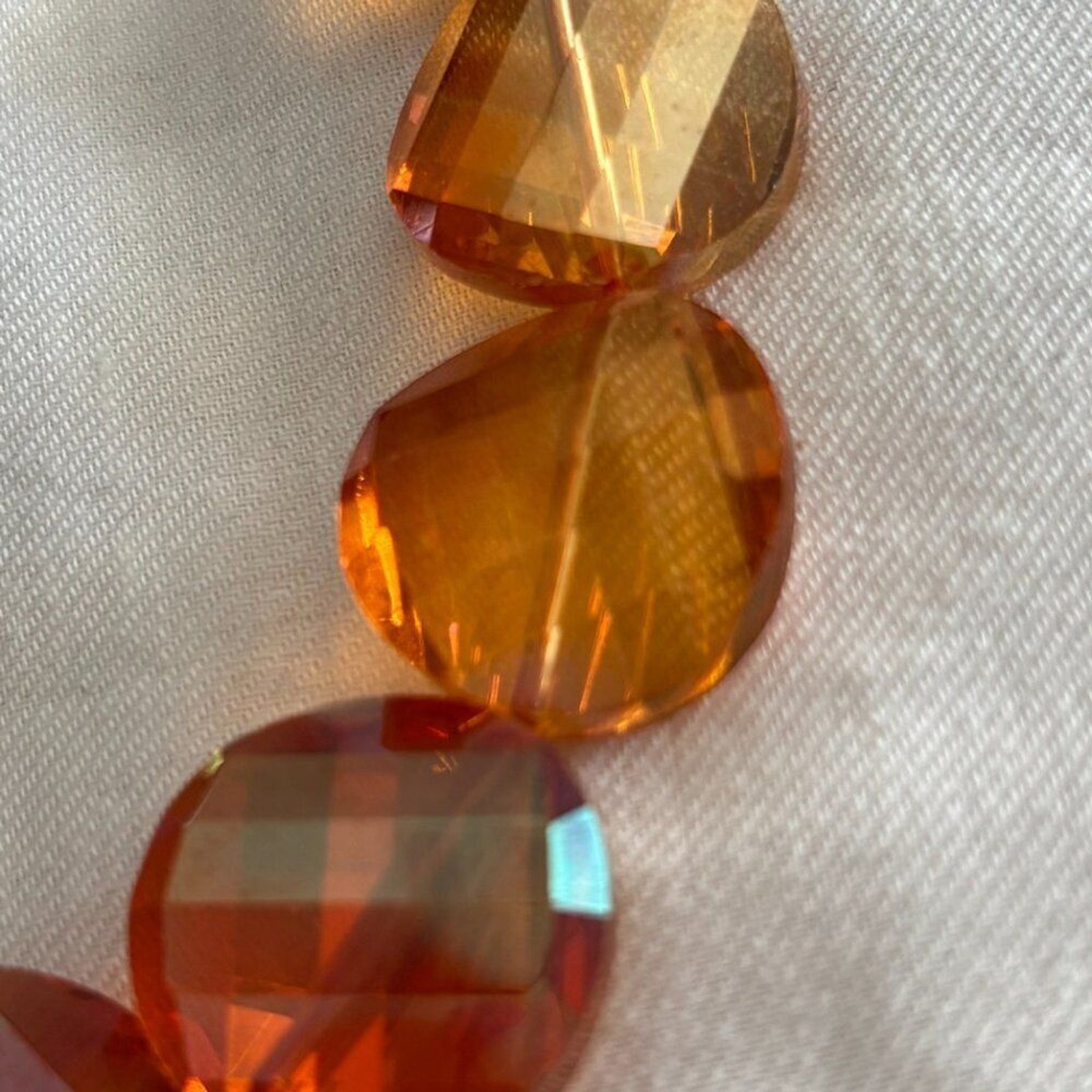 Faceted Amber Pink Statement Necklace Oversized Beads Bold Acrylic Jewelry