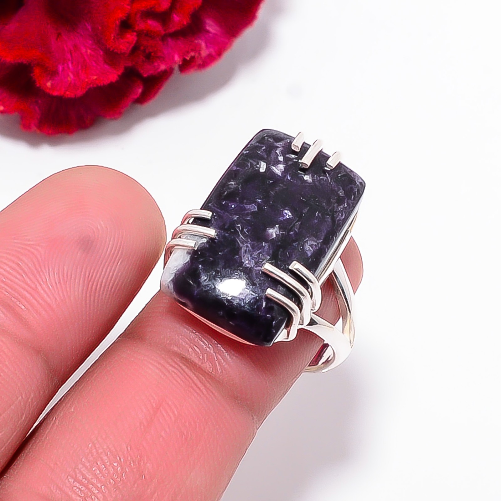 Lepidolite – San Diego Gemstone 925 Sterling Silver Ring S.8 R102545