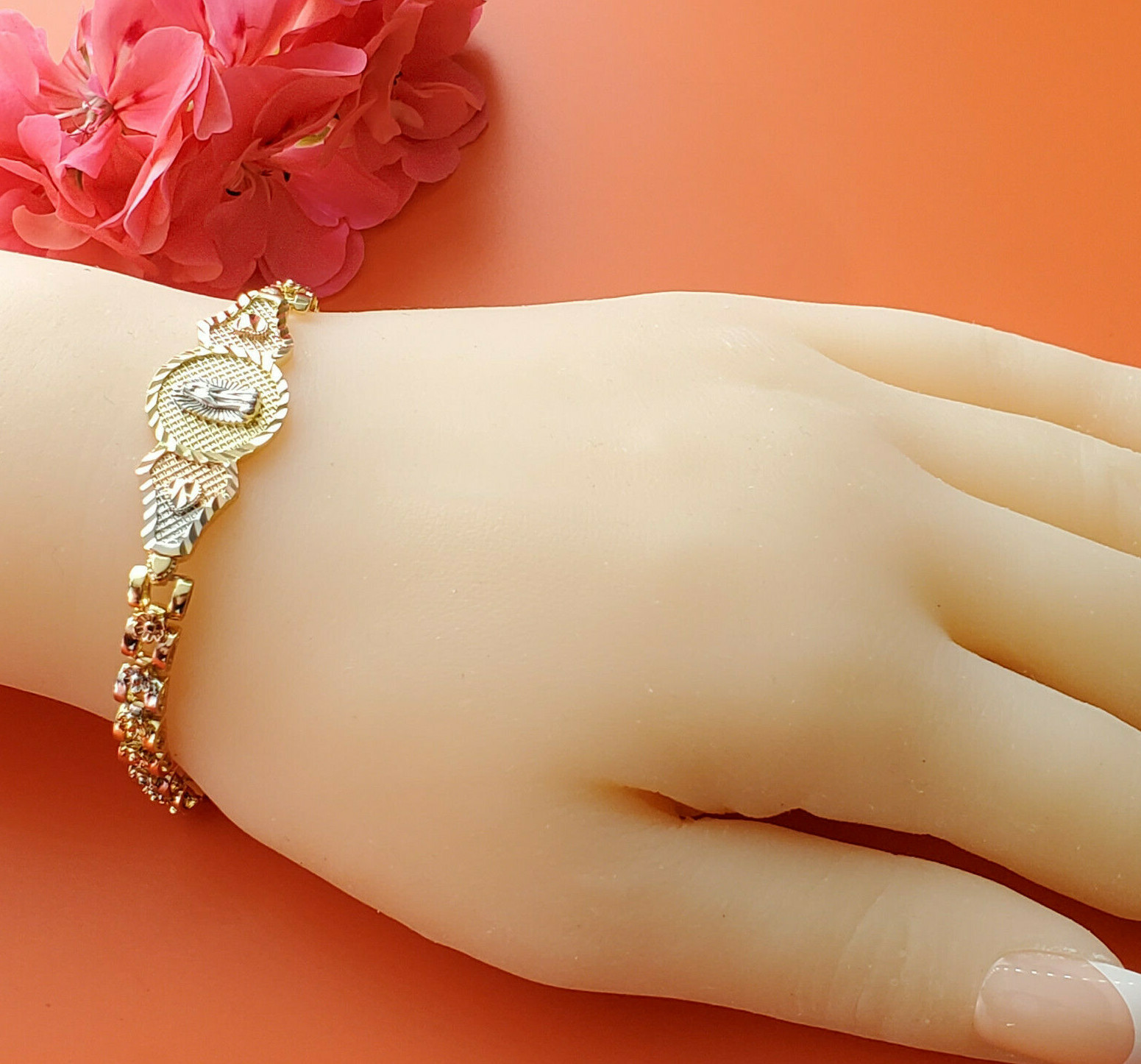 Our Lady Guadalupe Gold Plated Bracelet Pulsera Virgen De Guadalupe Oro Laminado