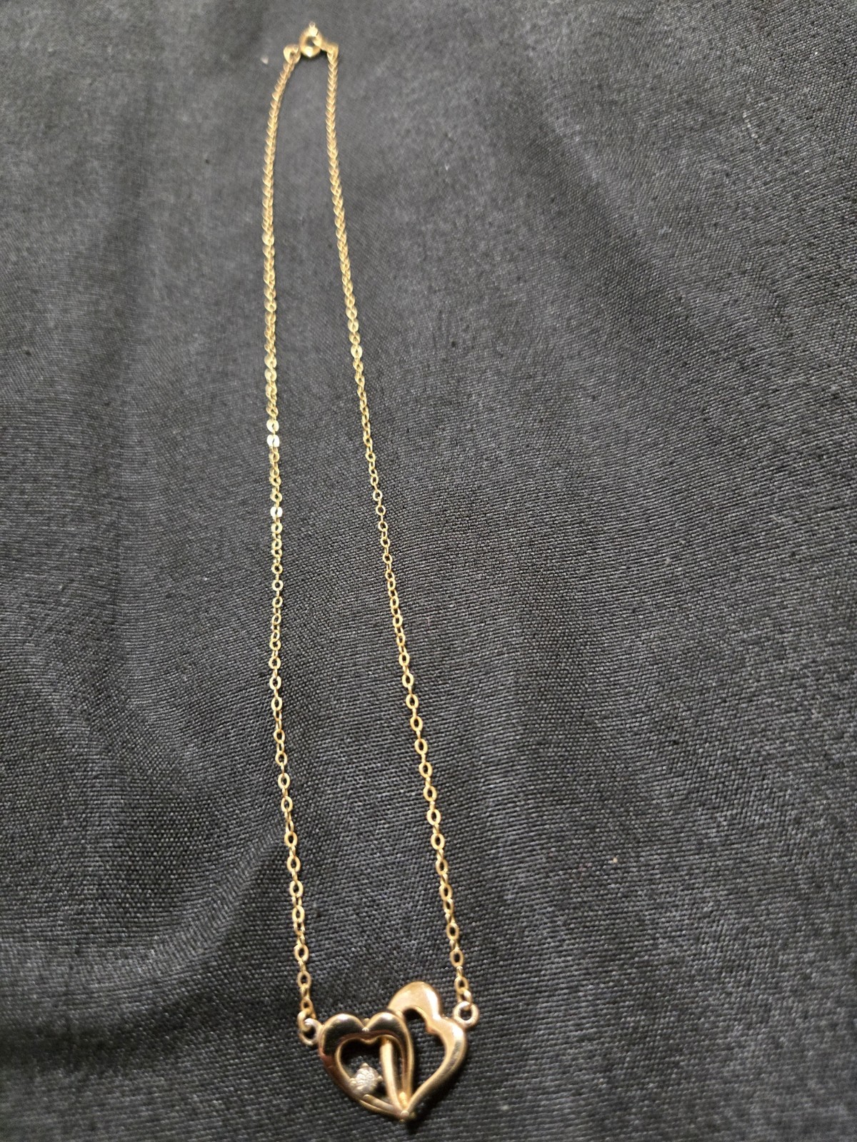 Vintage 14K Gold Filled Interlocking Double Heart Necklace – 16″