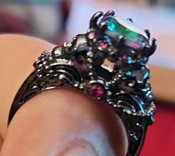 Ring With Rainbow Colors Size 8 adults children play costume fun skulls pink