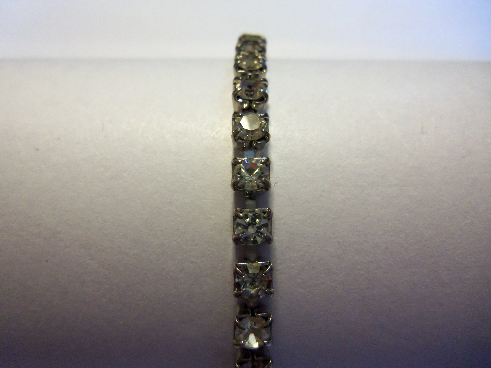 Silver Tone Clear White Gem Tennis Bracelet 6 3/4″ Studded CZ Sparkle