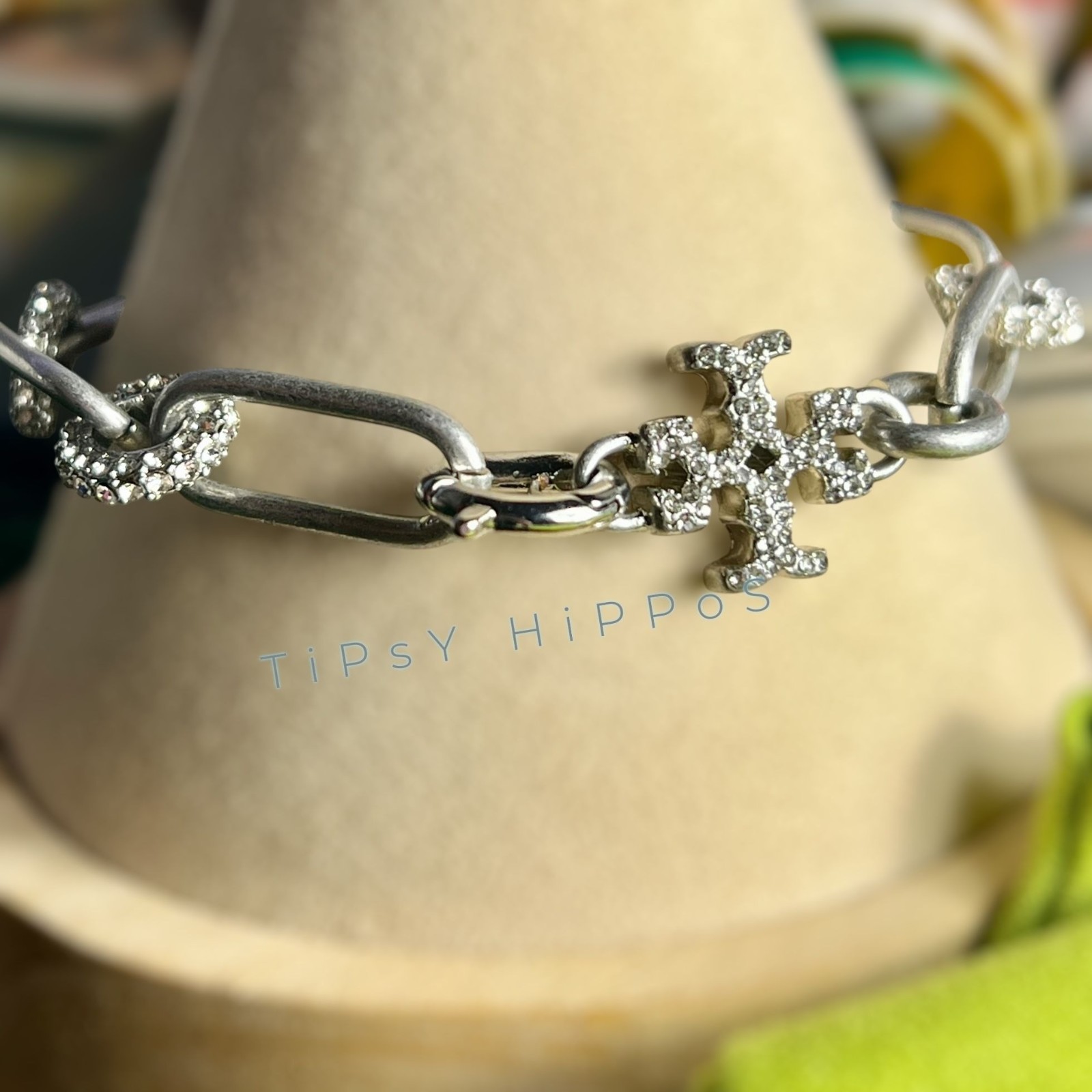 NEW!! Beautiful Tory Burch Silver and Crystal Pave Roxanne Bracelet