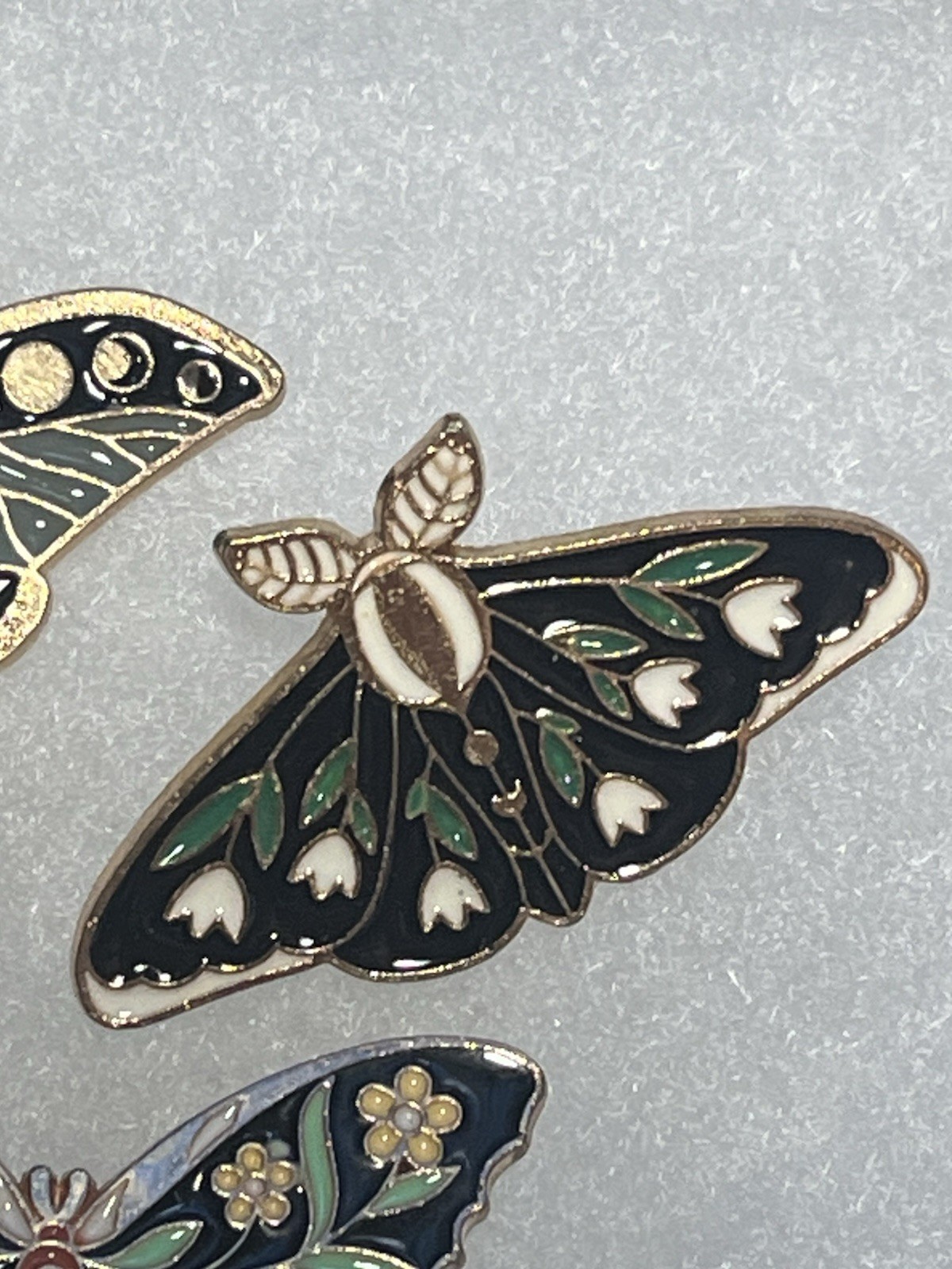 3pc Butterfly Moth Moon Flower Brooch Pin Enamel Lapel Badge Backpack jewelry