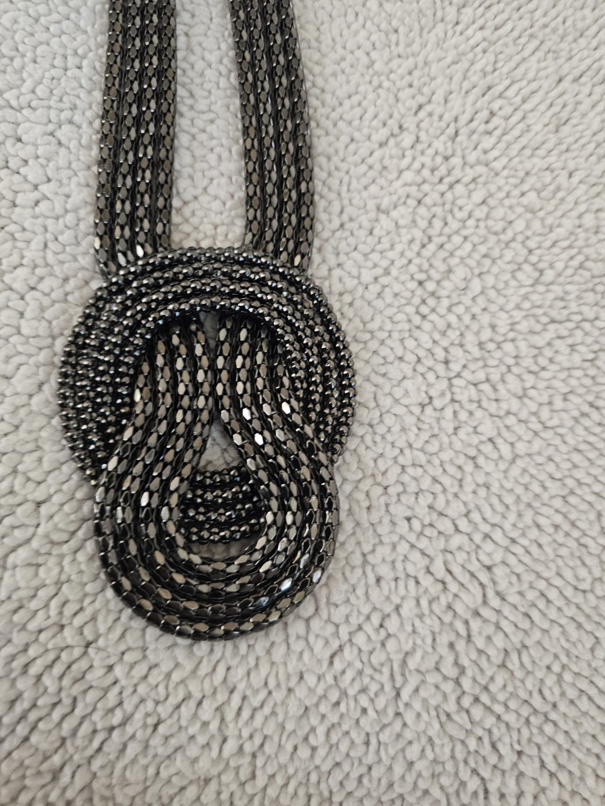 Express Beaded Necklace Fashion Statement Gunmetal Multistrand Knot Lobster Claw