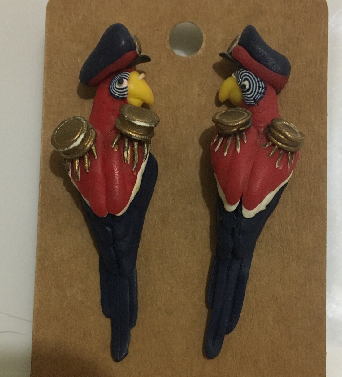 Macaw Parrot Military General Stud Earrings