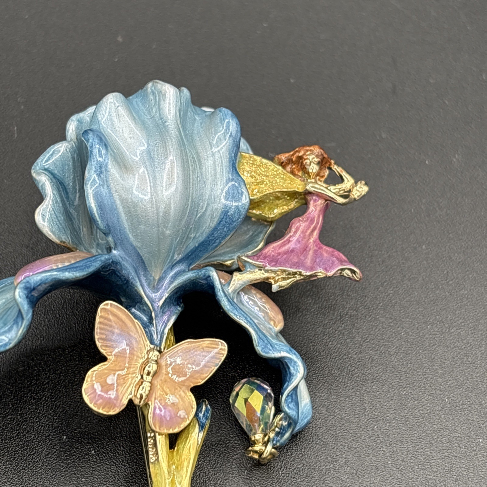 Kirk’s Folly Gold Tone Fairy Iris Pin & Convertor Slide Necklace- Gold Tone