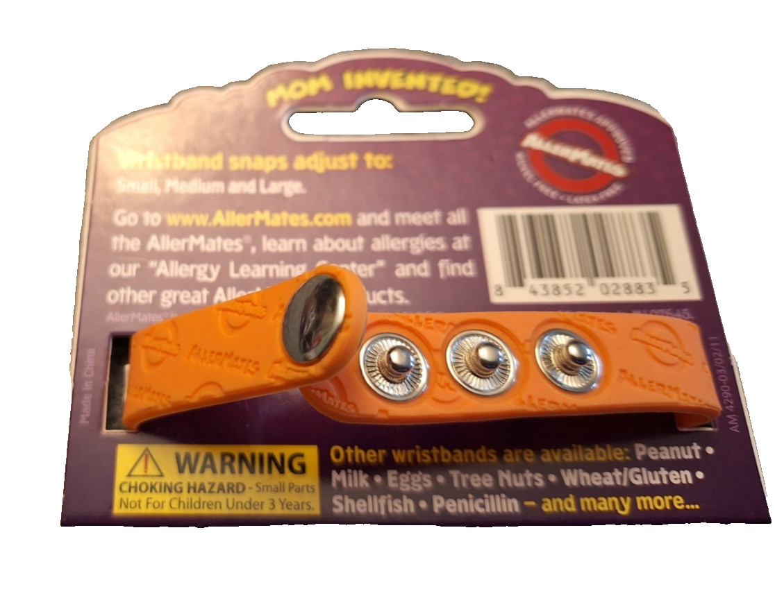Allermates Peanut Allergy Bracelet Kids Medical Alert Wristband NWT school camp