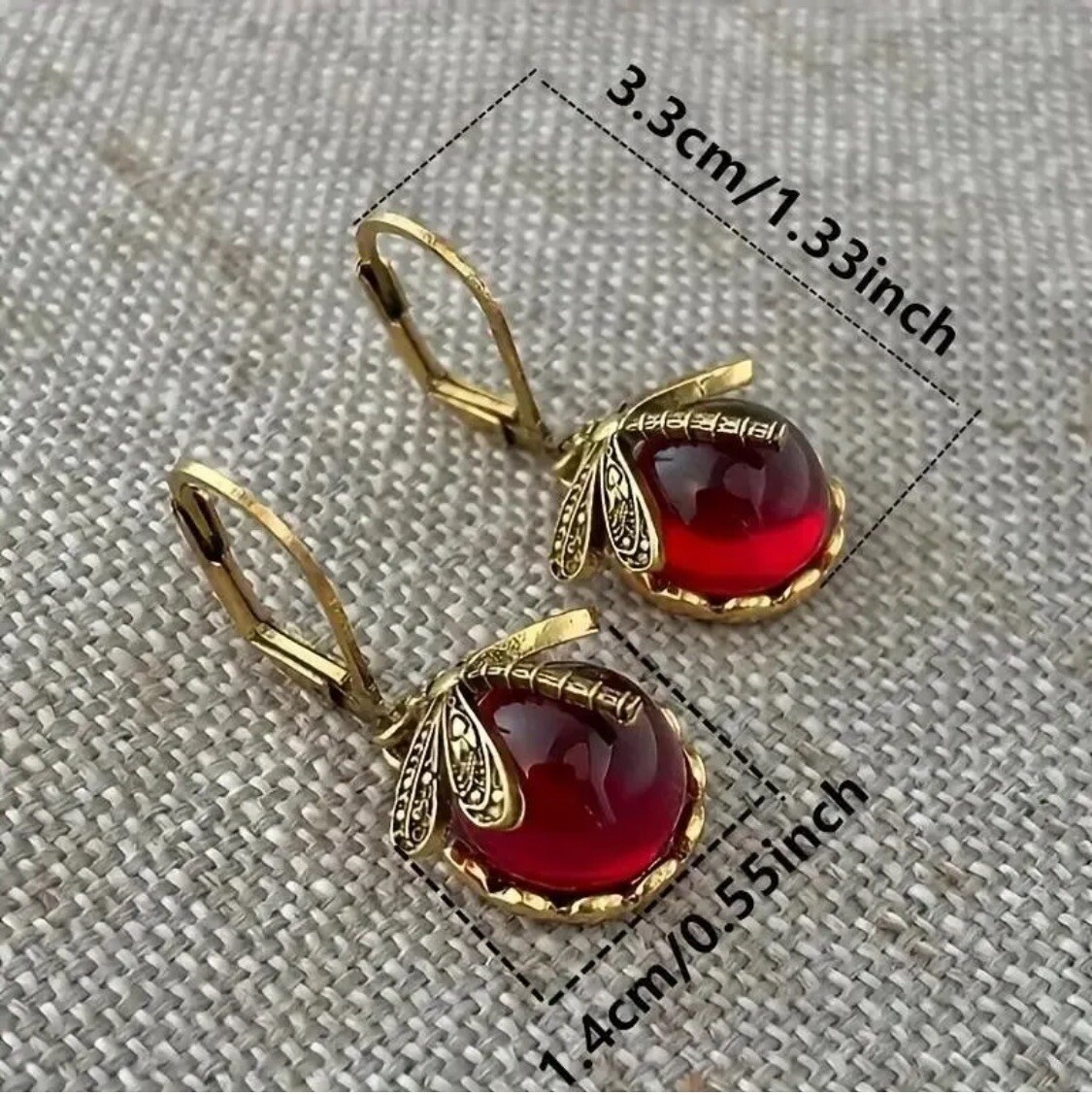 Bohemian Boho Retro Dragonfly Burgundy Red Faux Crystal Earrings Trendy Gift NEW