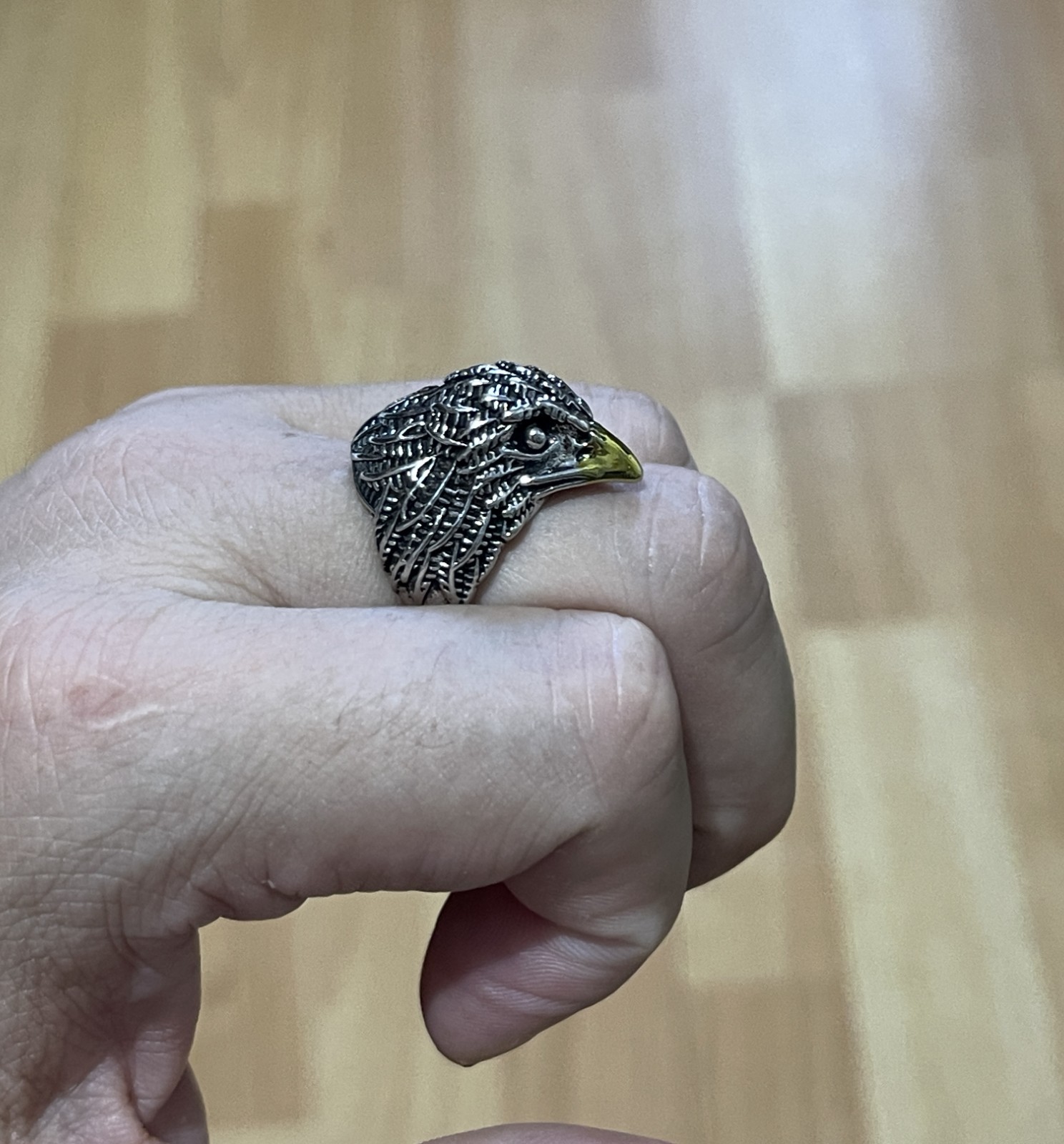 Vintage Eagle Head Adjustable Ring, 925 Silver Jewelry Gift for Men & Women