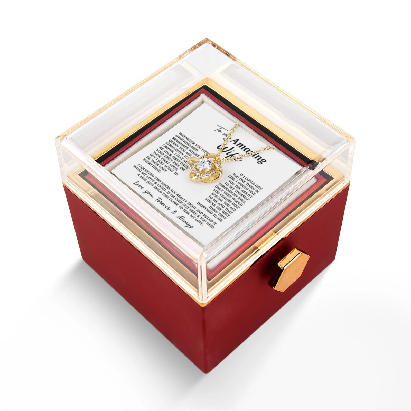 To My Amazing Wife Rotating Rose & Necklace Gift Set