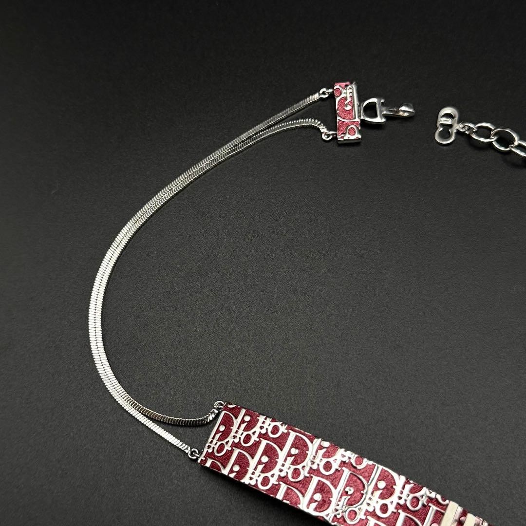 Dior Silver-Tone Red Trottier Choker Necklace Galliano Era 40cm/16in