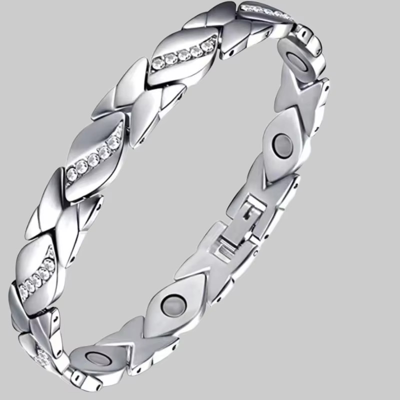 Women’s Magnetic Pure Copper Bracelet–3500 Gauss Magnets, Adjustable Sparkling