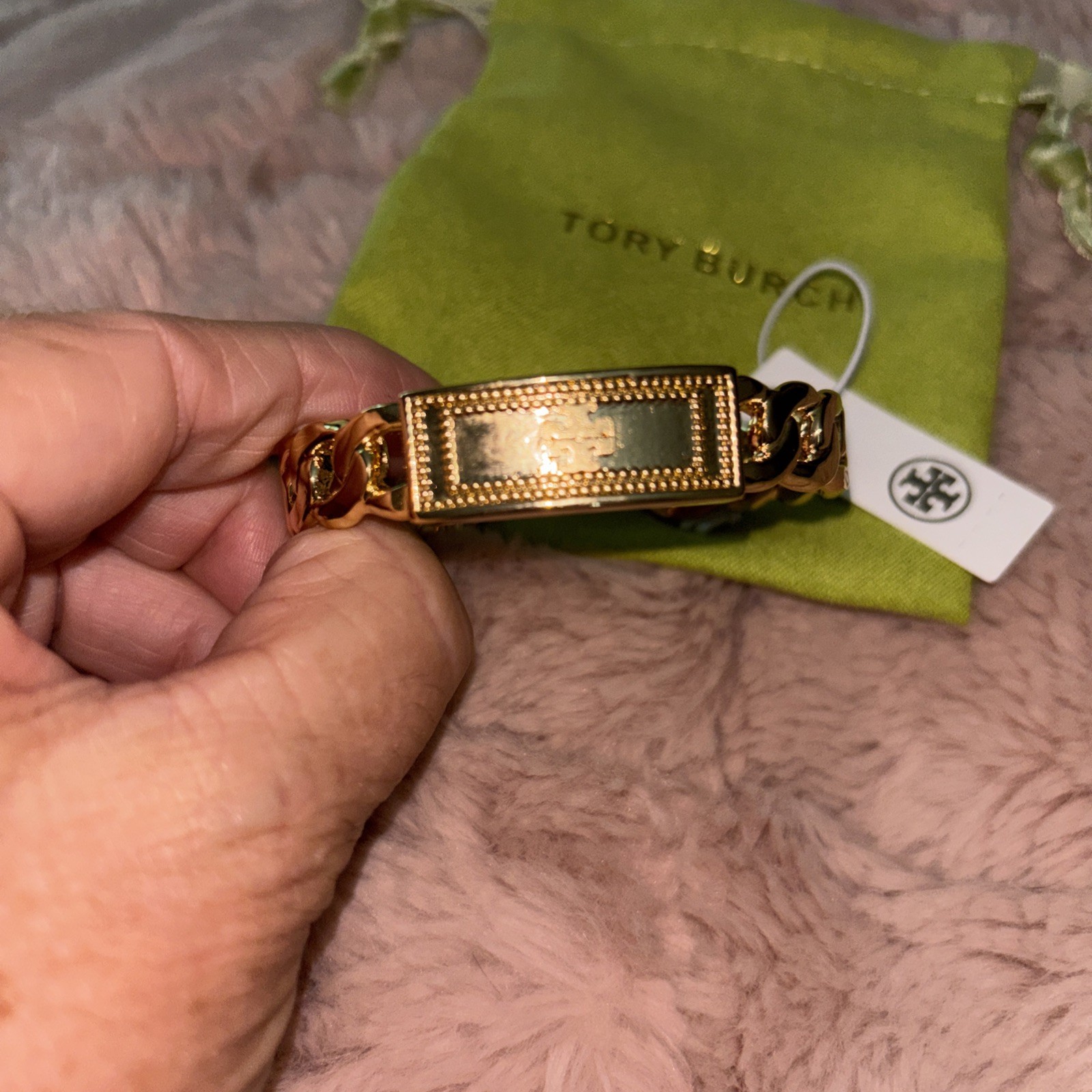 Auth.Tory Burch Gold-Tone Metal Cuff Bracelet, Fashion Accessory
