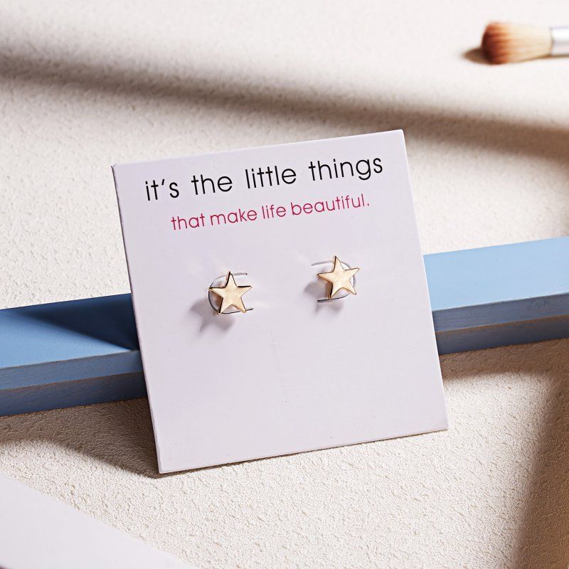 Cute New Fashion Jewelry Petite Yellow Gold Alloy Star Stud Post Earrings